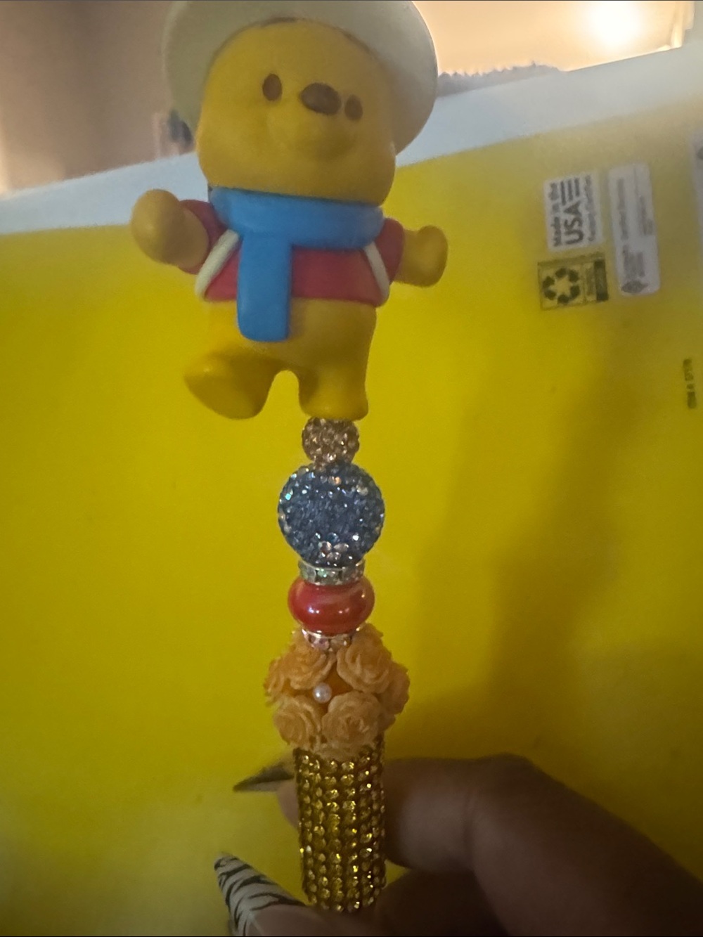 Yellow Bear Keychain Charm with Blue Scarf - Kids Toys